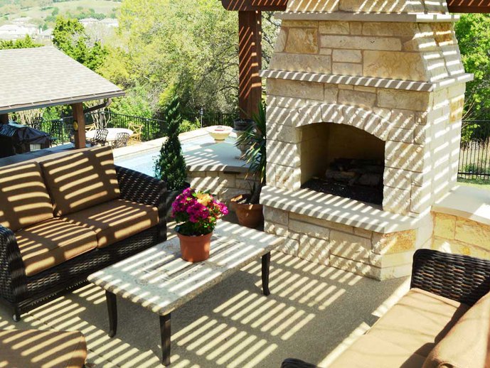 Beautiful fireplace with pergola